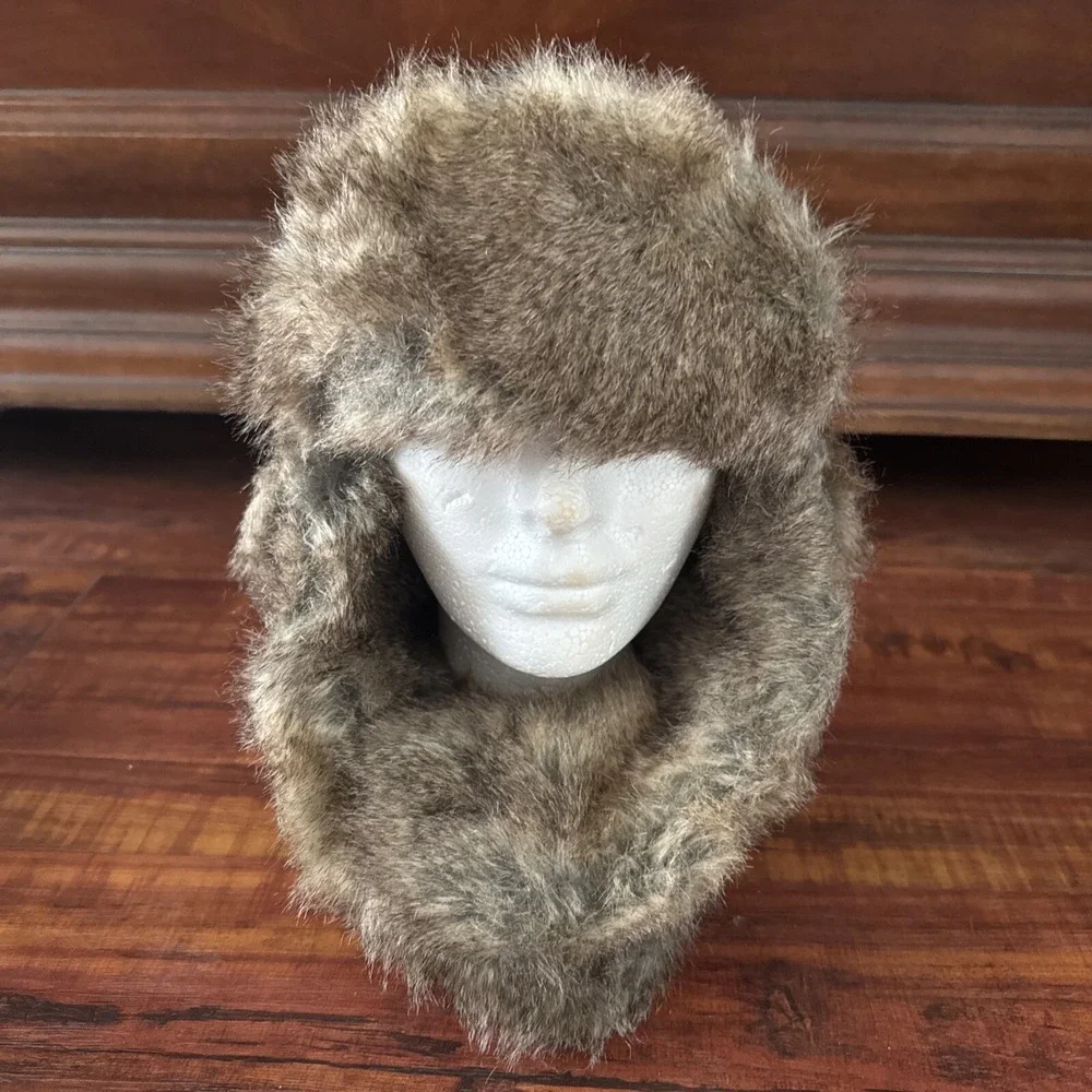 Woolrich Faux Fur Wool Blend Trapper Hat  Plaid Unisex Small Medium Lined Red
